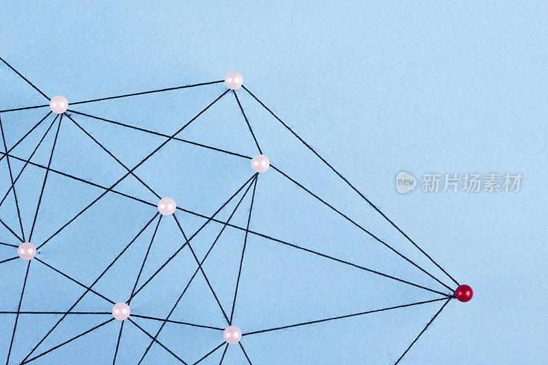 Network with pins on blue background